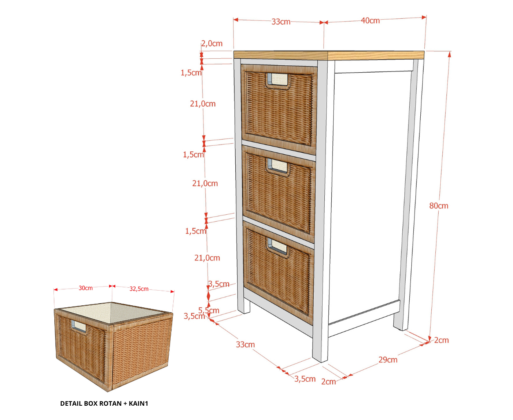 Furniture - Rak - Chest 3 Drawer NW